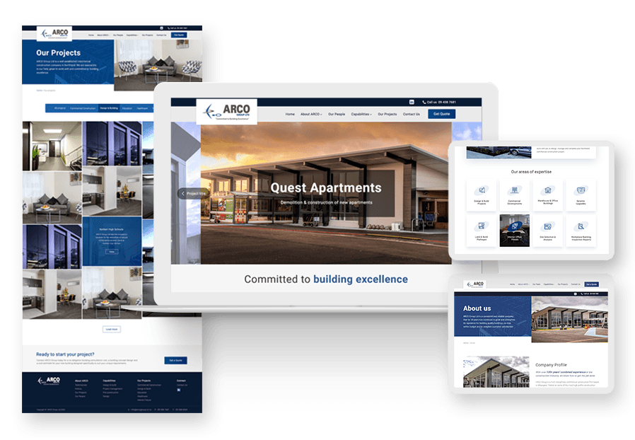 Ganmalbello created the website for construction company ARCO to present their services